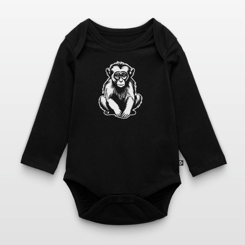 Monkey Monkey Monkey Face Jungle Organic Longsleeve Baby Bodysuit