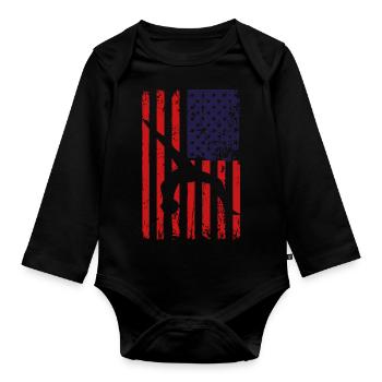Turnen Gymnsatik US Flagge Turntrainer Geschenk T - Baby Bio-Langarm-Body - Schwarz - Vorne
