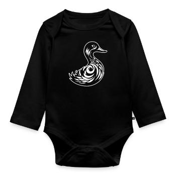 Duck Birds Ducks - Organic Longsleeve Baby Bodysuit - black - Front