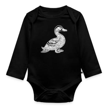 Duck Birds Ducks - Organic Longsleeve Baby Bodysuit - black - Front