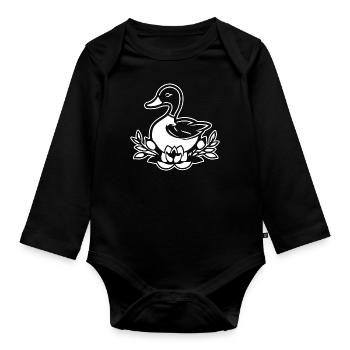 Duck Birds Ducks - Organic Longsleeve Baby Bodysuit - black - Front