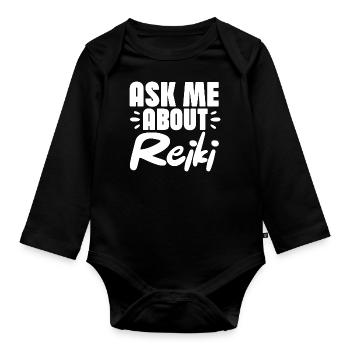 Posez-moi des questions sur le Reiki - Body Bébé bio manches longues - noir - Devant