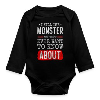 Horror Frighten Funny - Organic Longsleeve Baby Bodysuit - black - Front