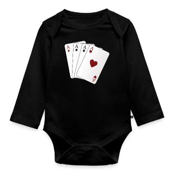 As des cartes à jouer - Body Bébé bio manches longues - noir - Devant