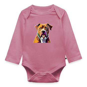American Staffordshire Terrier - Organic Longsleeve Baby Bodysuit - mauve - Front