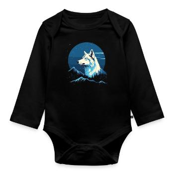 Wolf Scratch Marks Claws Wild Forest Animal Wolf's Head - Organic Longsleeve Baby Bodysuit - black - Front