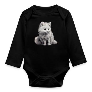 Arctic Fox Forest Animal Nature Fox - Organic Longsleeve Baby Bodysuit - black - Front