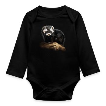 Forêt animale de Putois Nature - Body Bébé bio manches longues - noir - Devant