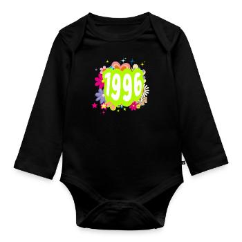Année 1996 anniversaire Groovy floral - Body Bébé bio manches longues - noir - Devant