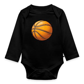 Basketball in vector graphic style - Organic Longsleeve Baby Bodysuit - black - Front