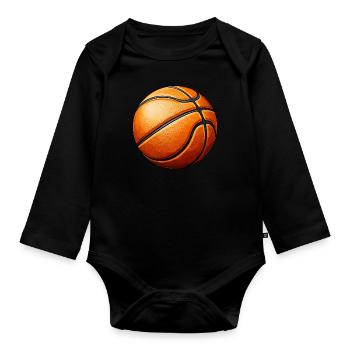 Basketball motif simple for basketball players and fans - Organic Longsleeve Baby Bodysuit - black - Front