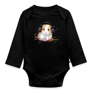 Mikey le hamster audiophile - Body Bébé bio manches longues - noir - Devant