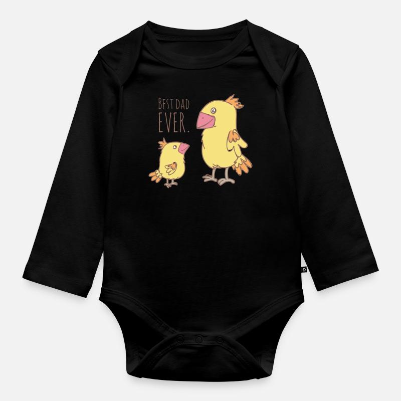 Vogel Papa - Baby Bio-Langarm-Body - Schwarz