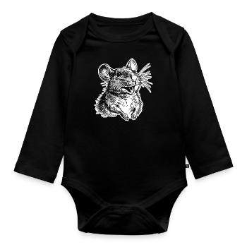 Ratte Maus Nagetier Ratten - Baby Bio-Langarm-Body - Schwarz - Vorne