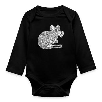 Ratte Maus Nagetier Ratten - Baby Bio-Langarm-Body - Schwarz - Vorne