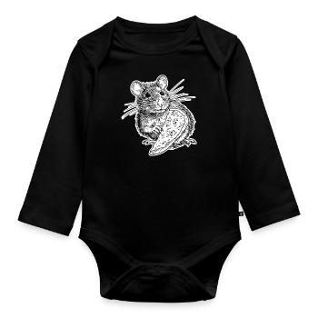 Ratte Maus Nagetier Ratten - Baby Bio-Langarm-Body - Schwarz - Vorne