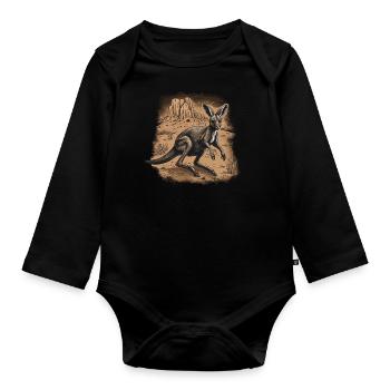 Kangaroo Baby Kangaroo Marsupial Kangaroo - Organic Longsleeve Baby Bodysuit - black - Front