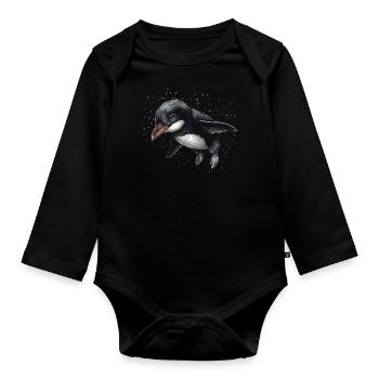 Penguin Baby Bird Chick - Organic Longsleeve Baby Bodysuit - black - Front
