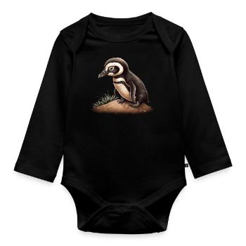 Penguin Baby Bird Chick - Organic Longsleeve Baby Bodysuit - black - Front