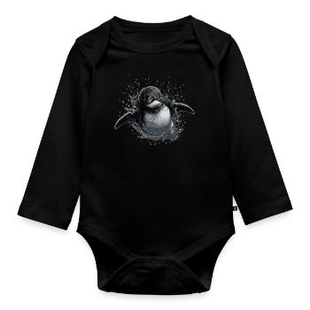Penguin Baby Bird Chick - Organic Longsleeve Baby Bodysuit - black - Front