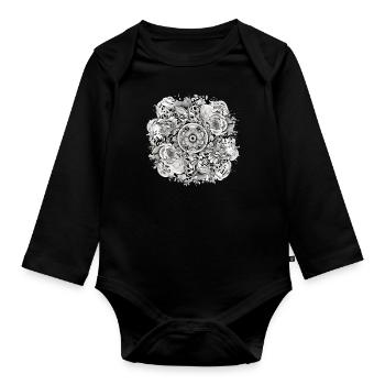 Mandala Zen n°2 - Body Bébé bio manches longues - noir - Devant