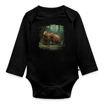 Capybaras capybara - Body Bébé bio manches longues - noir - Devant