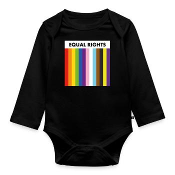 Gleichberechtigung inklusive Pride-Flagge - Baby Bio-Langarm-Body - Schwarz - Vorne