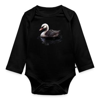 Oiseau cygne - Body Bébé bio manches longues - noir - Devant