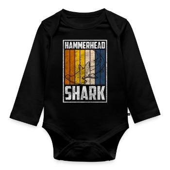 Shark Ocean King - Organic Longsleeve Baby Bodysuit - black - Front