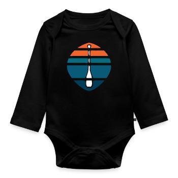 Paddel Logo Sonnenuntergang - Baby Bio-Langarm-Body - Schwarz - Vorne