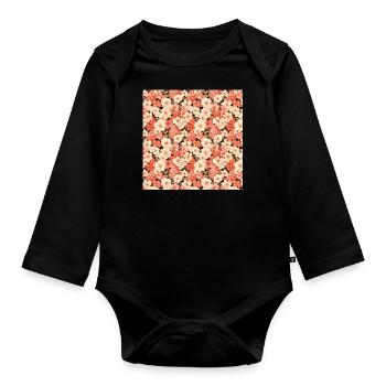Fleurs sans couture Motif Floral Happy Blossom Art - Body Bébé bio manches longues - noir - Devant