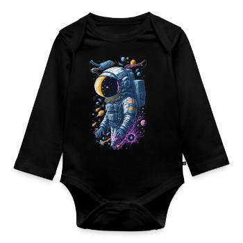 Astronaut - Organic Longsleeve Baby Bodysuit - black - Front
