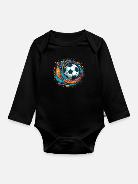 Fußball Design für Fußballer und Fußballfans - Langærmet babybody, økologisk bomuld - sort
