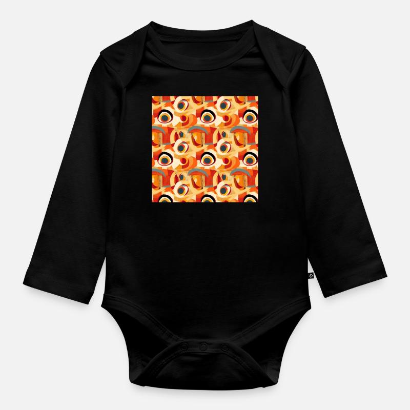 Abstract Seamless Pattern Shapes Lines Modern Art - Organic Longsleeve Baby Bodysuit - black
