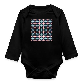Carreaux Motif Sans Couture Motif Géométrique Art Moderne - Body Bébé bio manches longues - noir - Devant