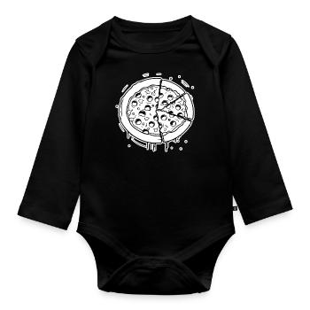 Pizza Fast Food Pizzeria - Organic Longsleeve Baby Bodysuit - black - Front
