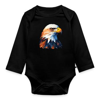 Bald eagle portrait for eagle fans - Organic Longsleeve Baby Bodysuit - black - Front