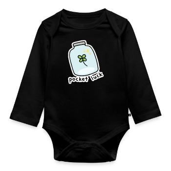 Pocket luck, jar of luck - Organic Longsleeve Baby Bodysuit - black - Front