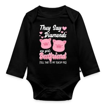 Teacup schwein ferkel niedlich - Baby Bio-Langarm-Body - Schwarz - Vorne