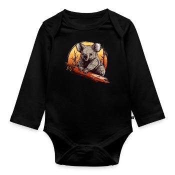 Koala Mignon Koala Bear Bébé - Body Bébé bio manches longues - noir - Devant