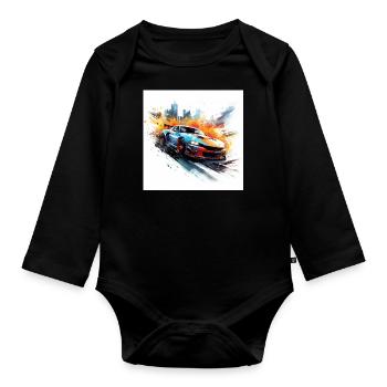 Besoin d’art de jeu de vitesse, orange et bleu - Body Bébé bio manches longues - noir - Devant