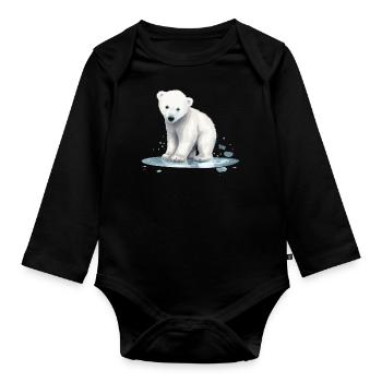 Polar Bear Baby Polar Bear Bear - Organic Longsleeve Baby Bodysuit - black - Front