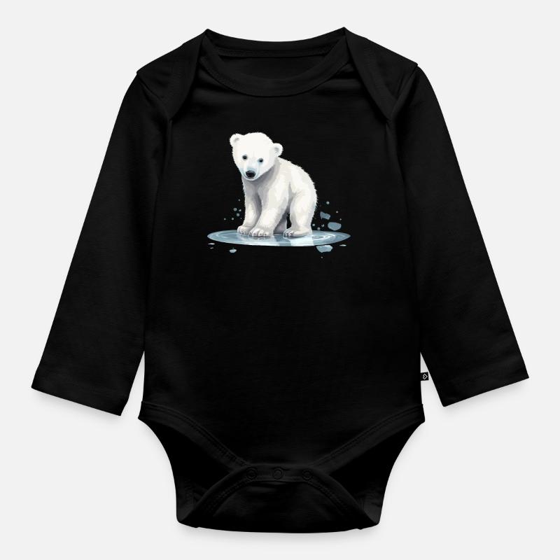 Eisbär Baby Polarbär Bär - Baby Bio-Langarm-Body - Schwarz