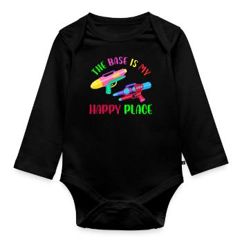 The Base is my happy place | Laser Tag player - Baby Bio-Langarm-Body - Schwarz - Vorne