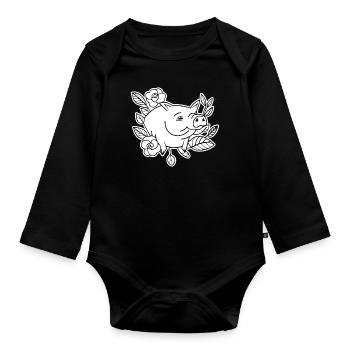 Pig Piggy Sow - Organic Longsleeve Baby Bodysuit - black - Front