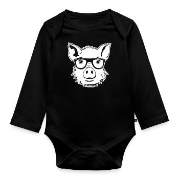 Pig Piggy Sow - Organic Longsleeve Baby Bodysuit - black - Front