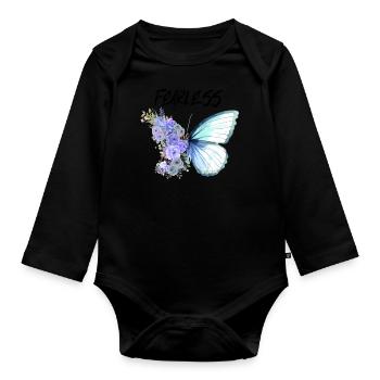 papillon dessiné avec imagination, Intrépide - Body Bébé bio manches longues - noir - Devant