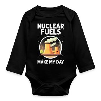 Kernenergie Spruch für Kernenergie - Baby Bio-Langarm-Body - Schwarz - Vorne