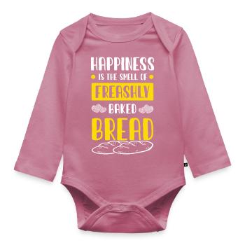 Happiness Baked Bread - Organic Longsleeve Baby Bodysuit - mauve - Front