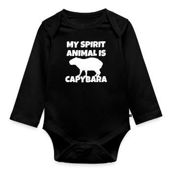 Capybara is my spirit animal : Ok I Pull Up Meme - Organic Longsleeve Baby Bodysuit - black - Front